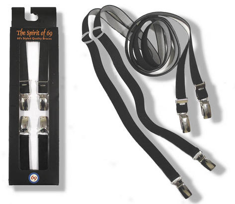 Spirit Of 69 Mod Skinhead Skinny Half Inch Braces Black Preview